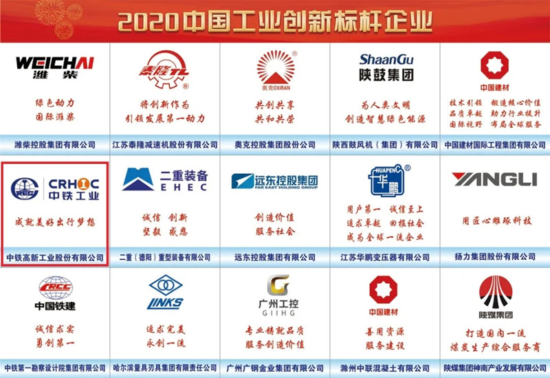 中鐵工業(yè)榮獲“2020中國(guó)工業(yè)創(chuàng)新標(biāo)桿單位”榮譽(yù)稱(chēng)號(hào)