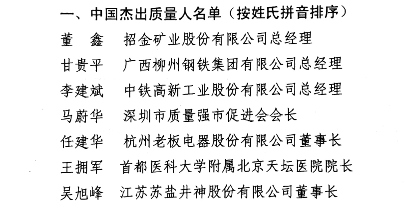李建斌榮獲“中國(guó)杰出質(zhì)量人”稱號(hào) 李建斌榮獲“中國(guó)杰出質(zhì)量人”稱號(hào)